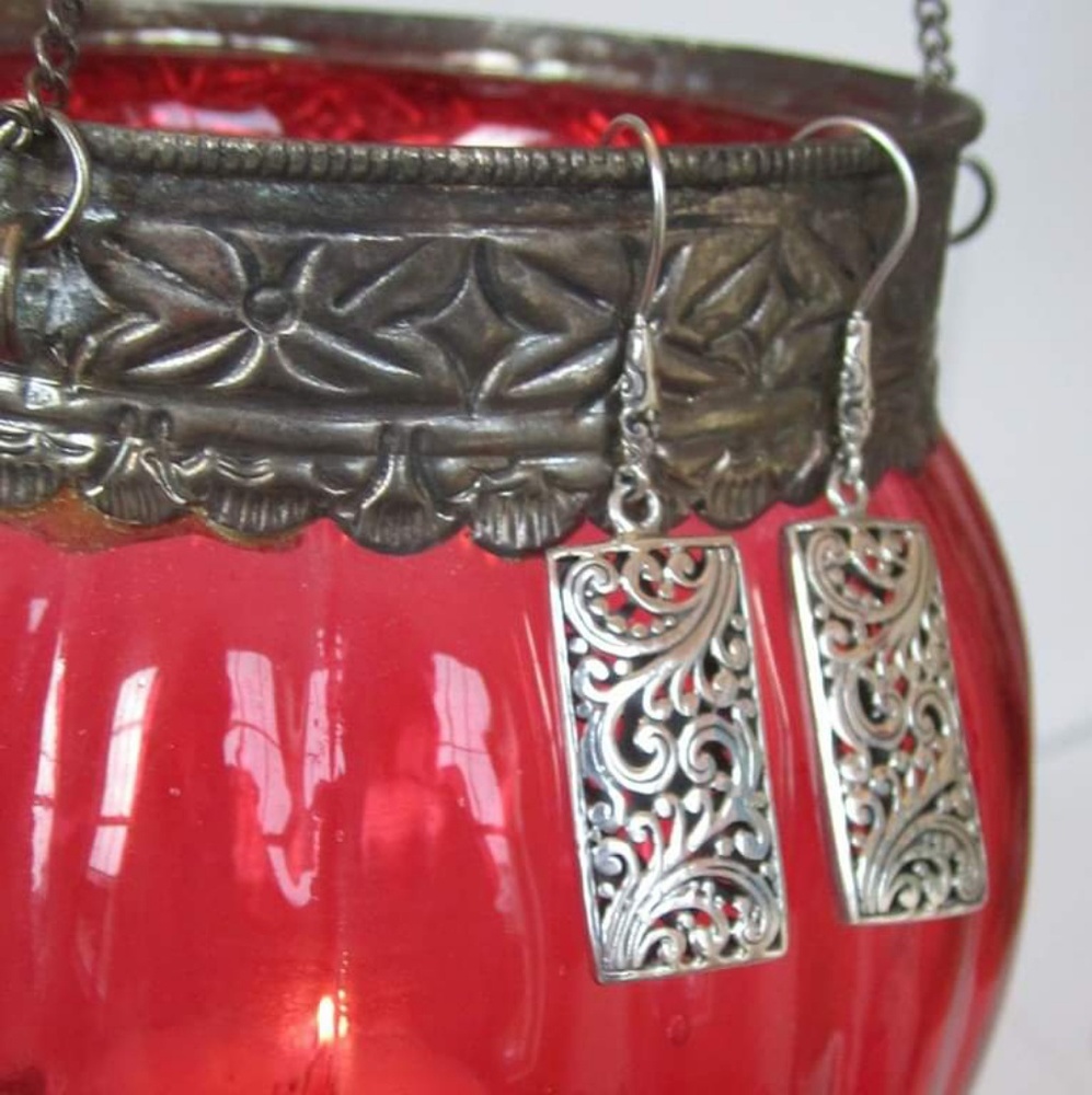 Filigree sterling silver earrings